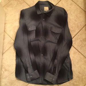 Visitor Premium Men's Blue Two Tone Long Sleeve Casual Button Down Shirt